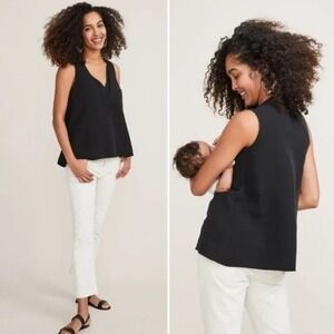 Hatch The Back In The Game‎ Nursing Tank Tencel Linen Blend in Black